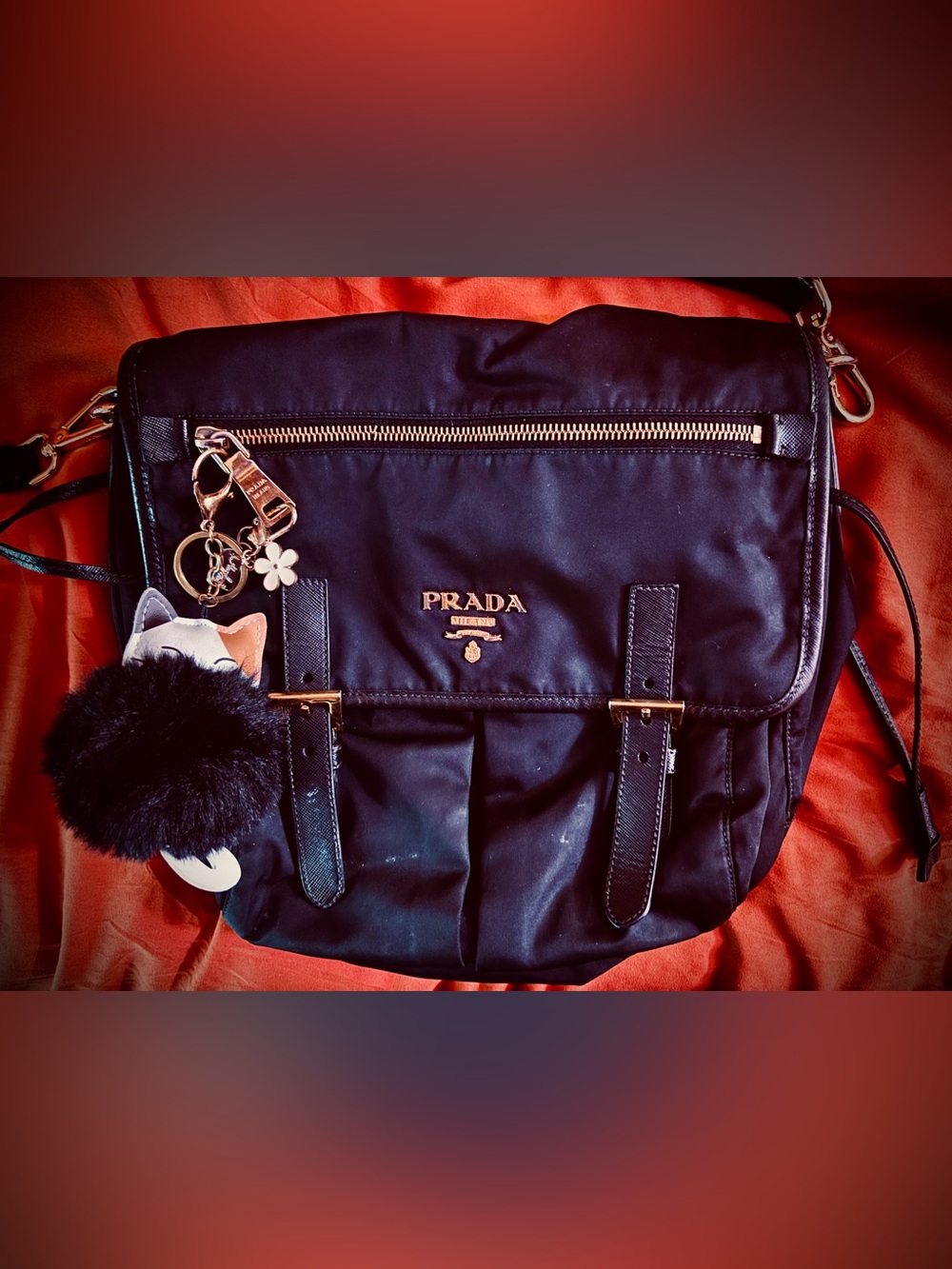 Authentic Vintage Prada Tessuto Nylon Messenger Bag Y2K Crossbody Black